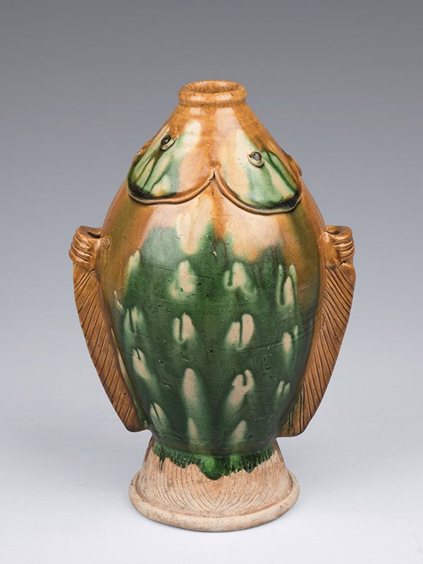 Sancai pottery bottle of twin-fish form - Ben Janssens Oriental Art